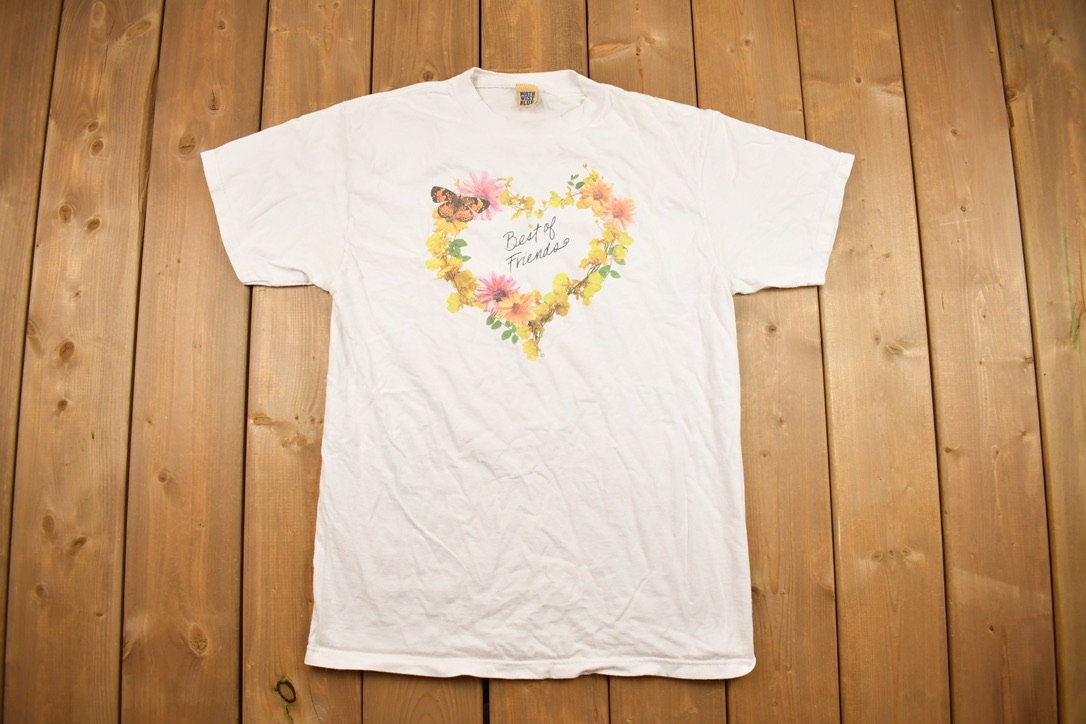 Vintage 90's Cute Butterfly and Flower Heart T-Shirt