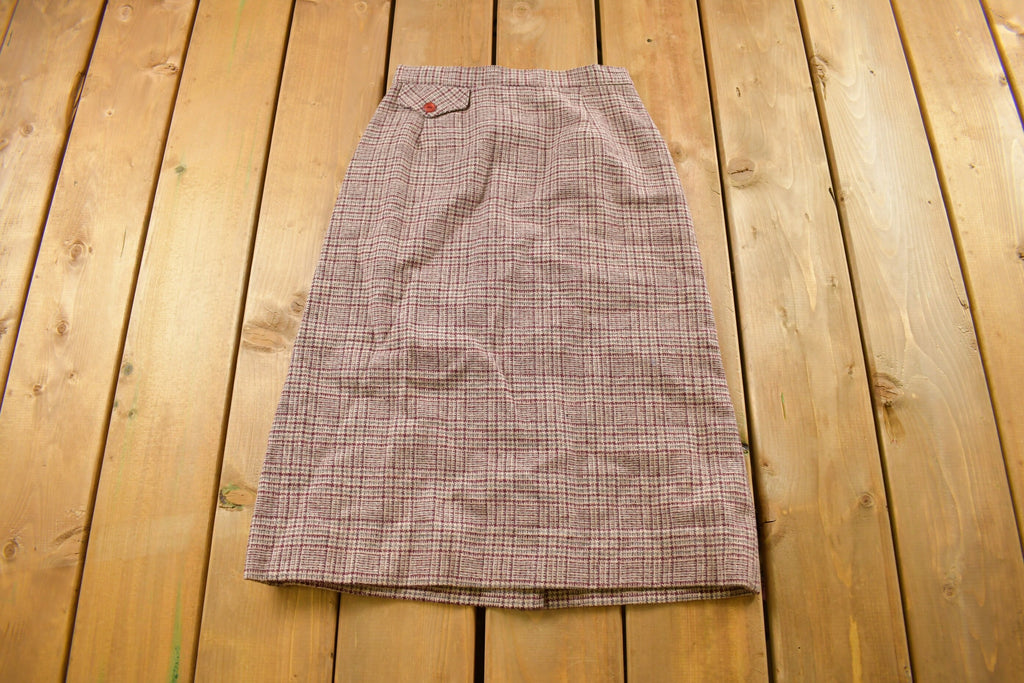 Vintage 1970s Prestige Of Boston Plaid Skirt Size 24