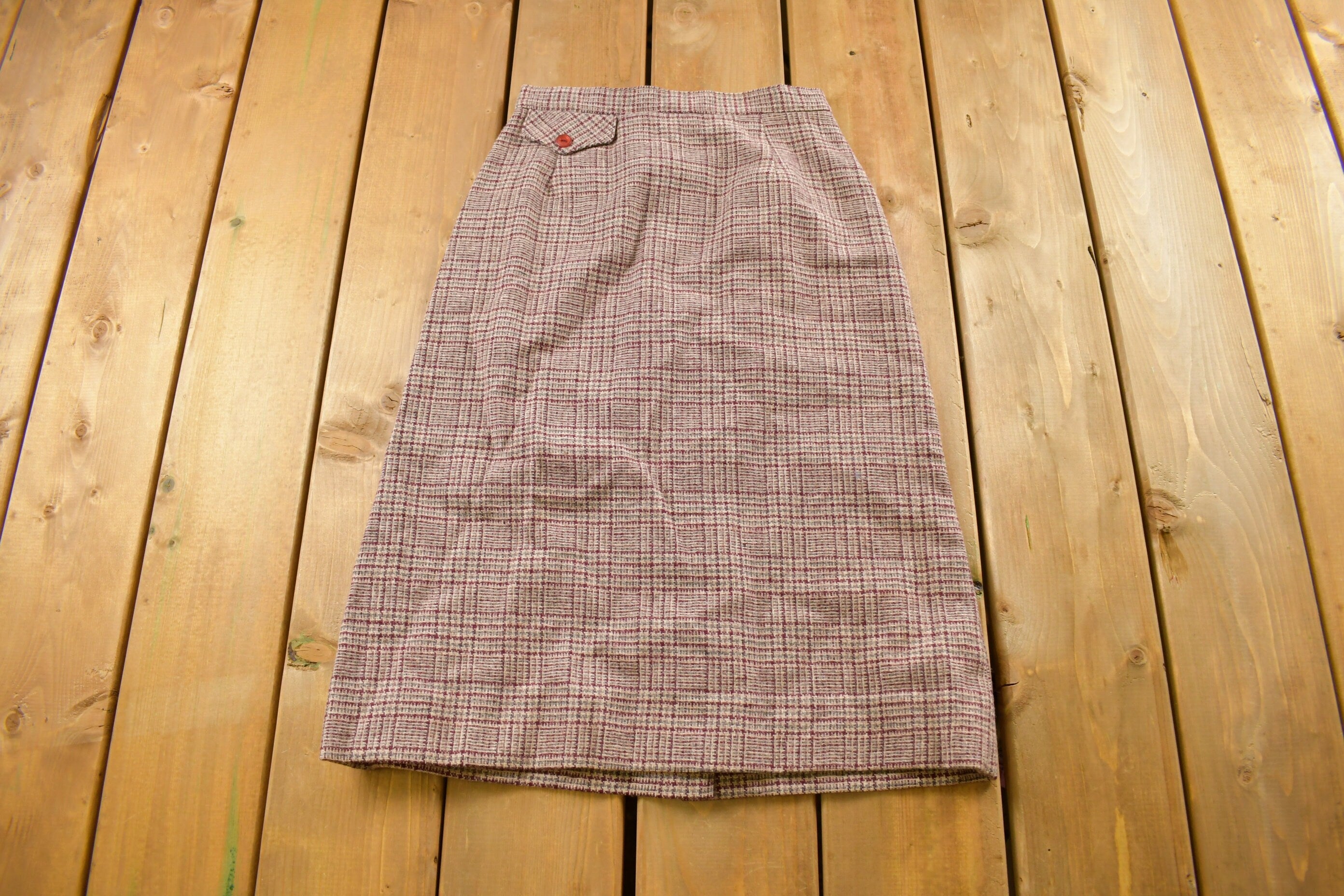 Vintage 1970s Prestige Of Boston Plaid Skirt Size 24