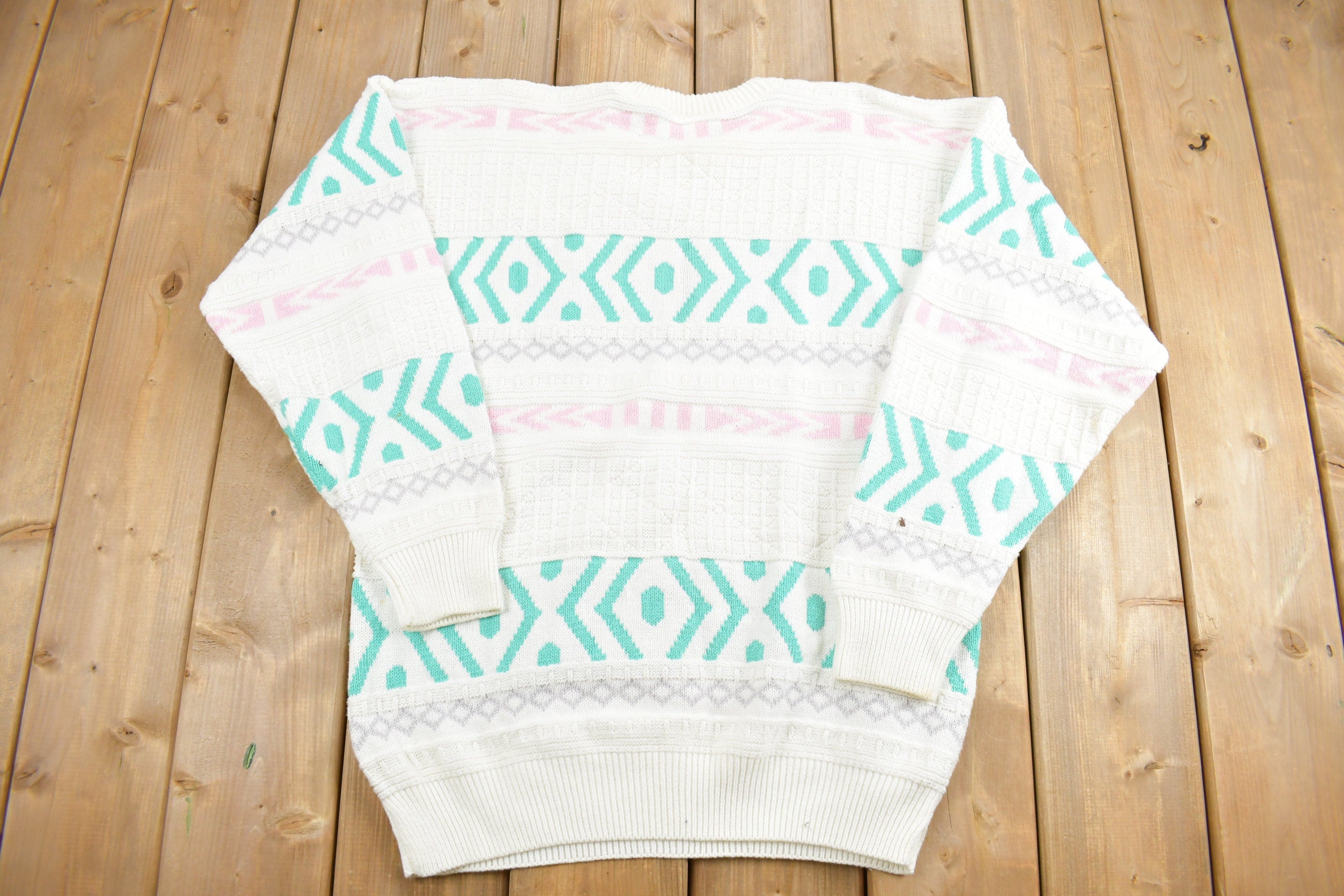 Vintage 1980s Pastel Knit Crewneck Sweater