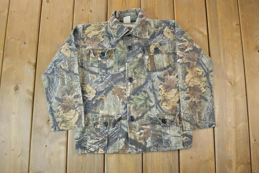 Vintage 1990s Tree Camo Youth Flannel Button Up Shirt  1990s Button Up  Vintage Flannel  Plaid Shirt  Button Down