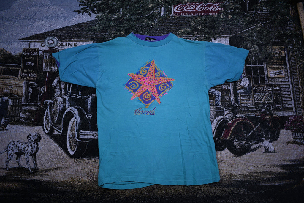 Vintage 1990s Florida Star Fish Graphic Souvenir T Shirt