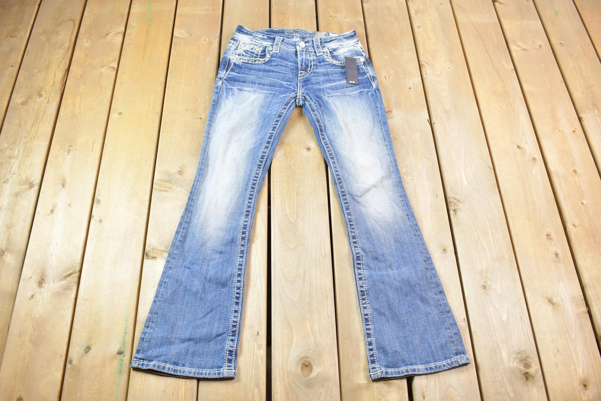 Vintage Y2K Miss Me Bedazzled Mid Rise Jeans Size 26x31