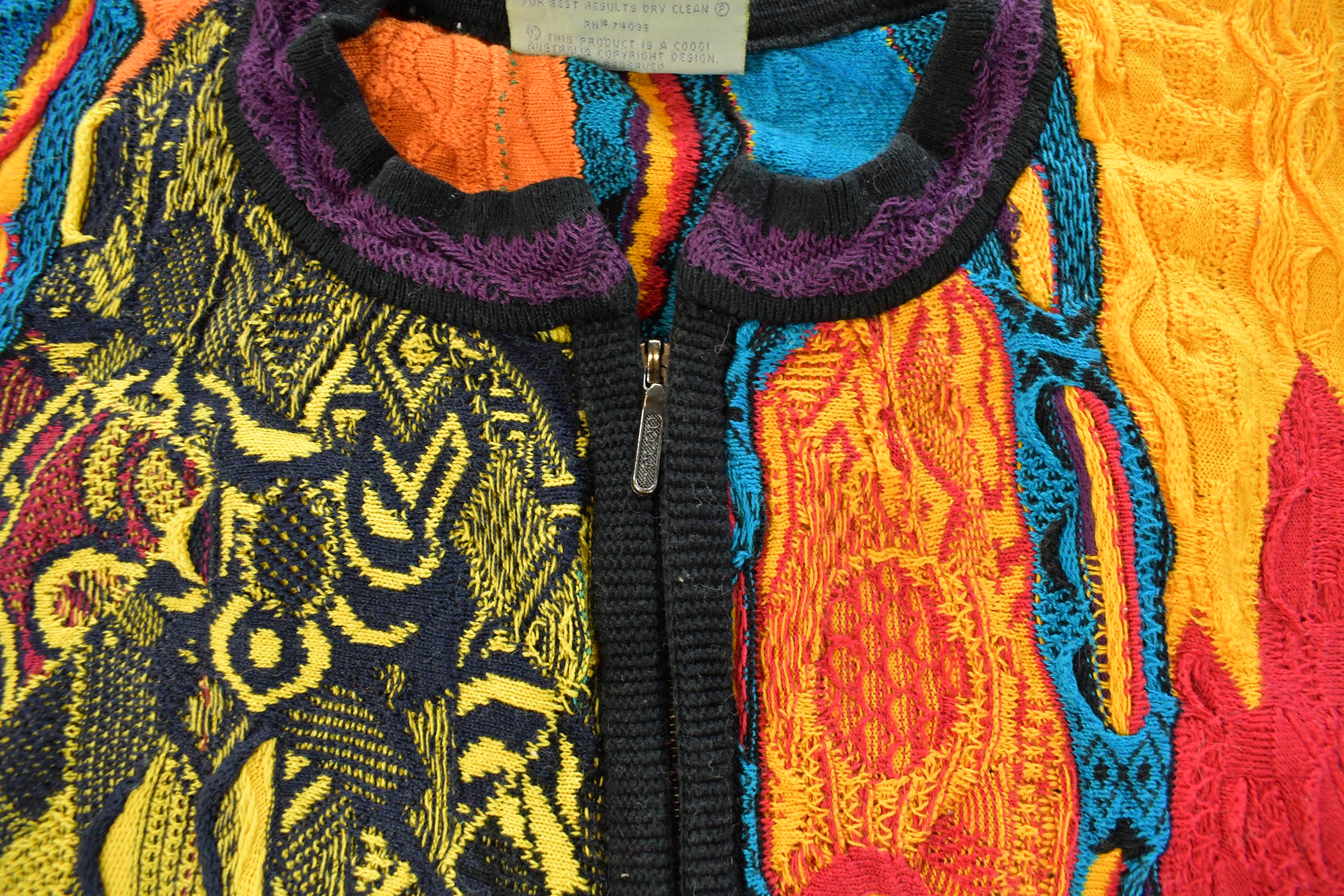 Vintage 1990s Coogi Quarter Zip 3D Knit Abstract Crewneck Sweater Women's S