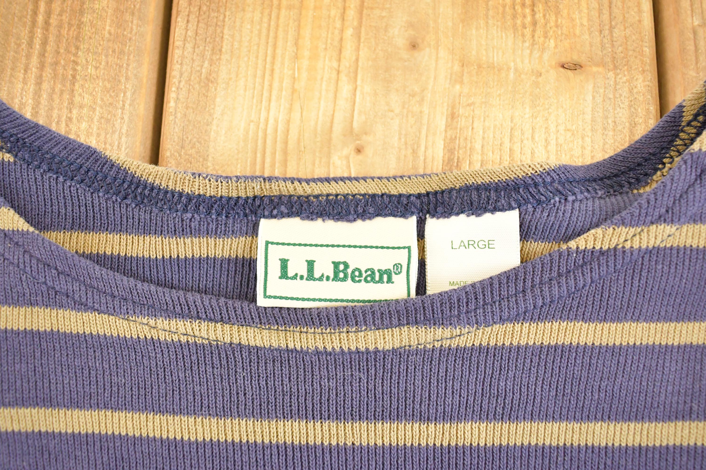 Vintage 1990s LL Bean Striped Souvenir Boating Crewneck Shirt Womens M / 90s Crewneck / Travel Vacation Sweater