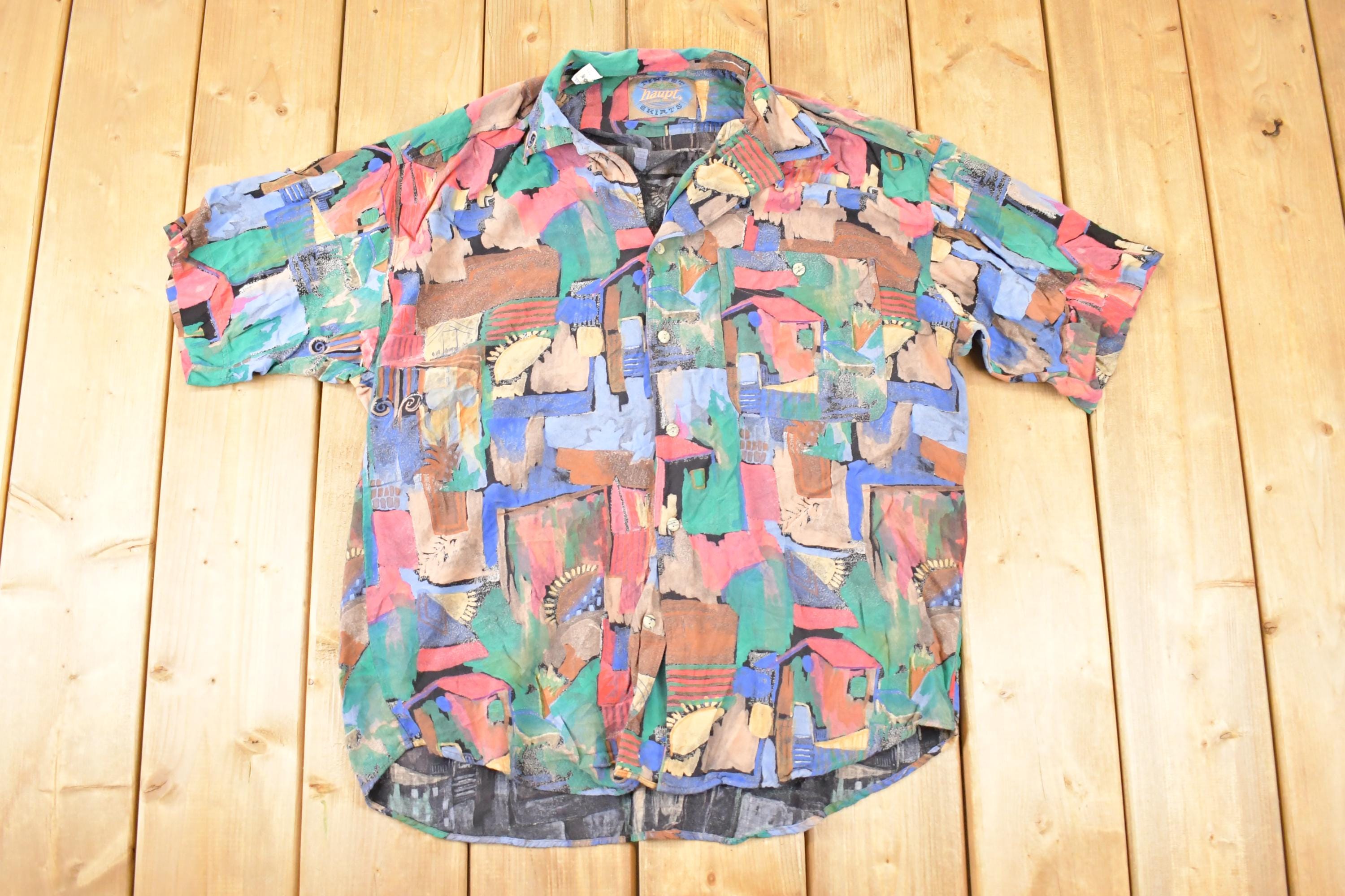 Vintage 1990's Haupt Abstract Button Up Shirt Men's L