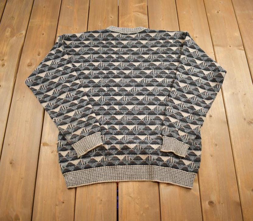 Vintage 1990s Natural Issue Abstract Pattern Knit Crewneck Sweater