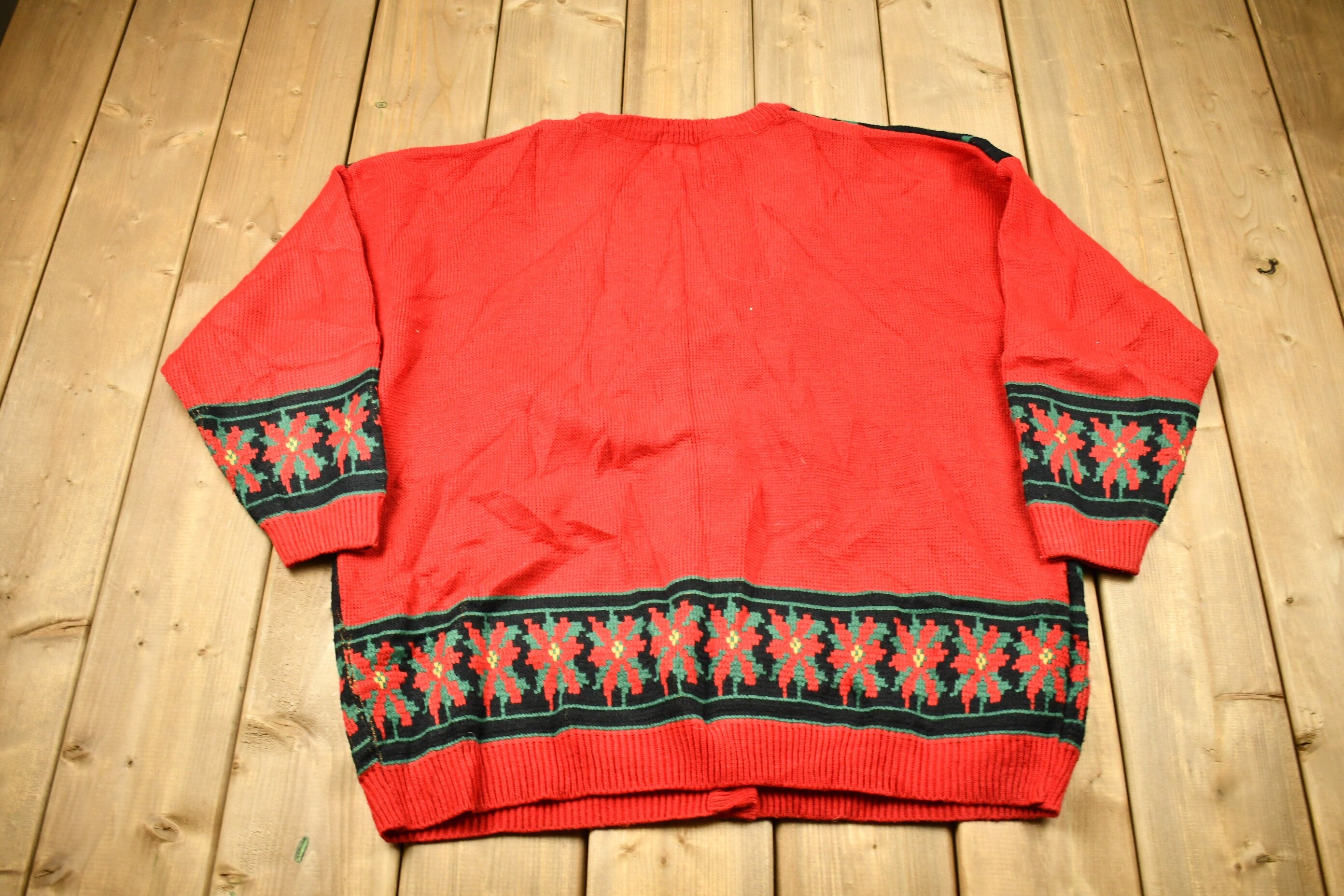 Vintage 1990s All Over Floral Pattern Knitted Cardigan Sweater