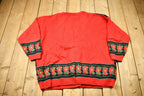Vintage 1990s All Over Floral Pattern Knitted Cardigan Sweater /