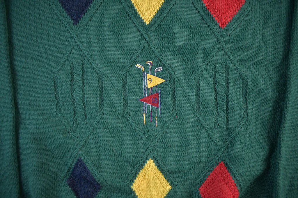 Vintage 1990s Golf Knit Argyle Pattern Crewneck Sweater Men's XL