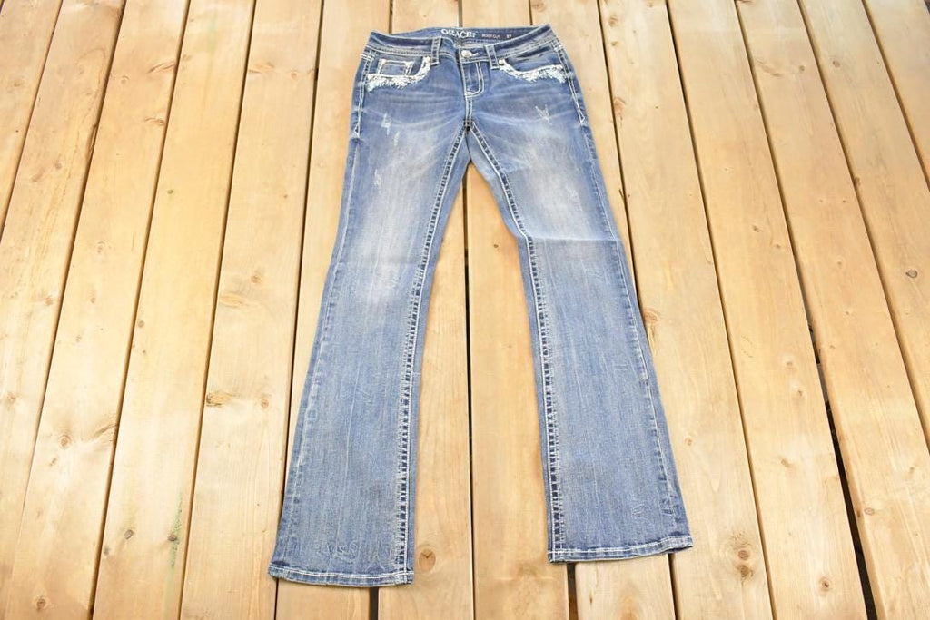Vintage Deadstock Y2K Grace In LA Bedazzled Low Rise Jeans Women's Size 27 x 32