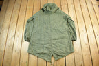 Vintage 1990s Military Parka Camo Jacket Men's Medium / Zip Up Hooded Coat / 90s Army Green / Army Jacket / Military Parka