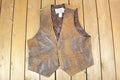 Vintage 1990s Lariat Leather Perfectly Distressed Western Cowboy Vest Made In USA
