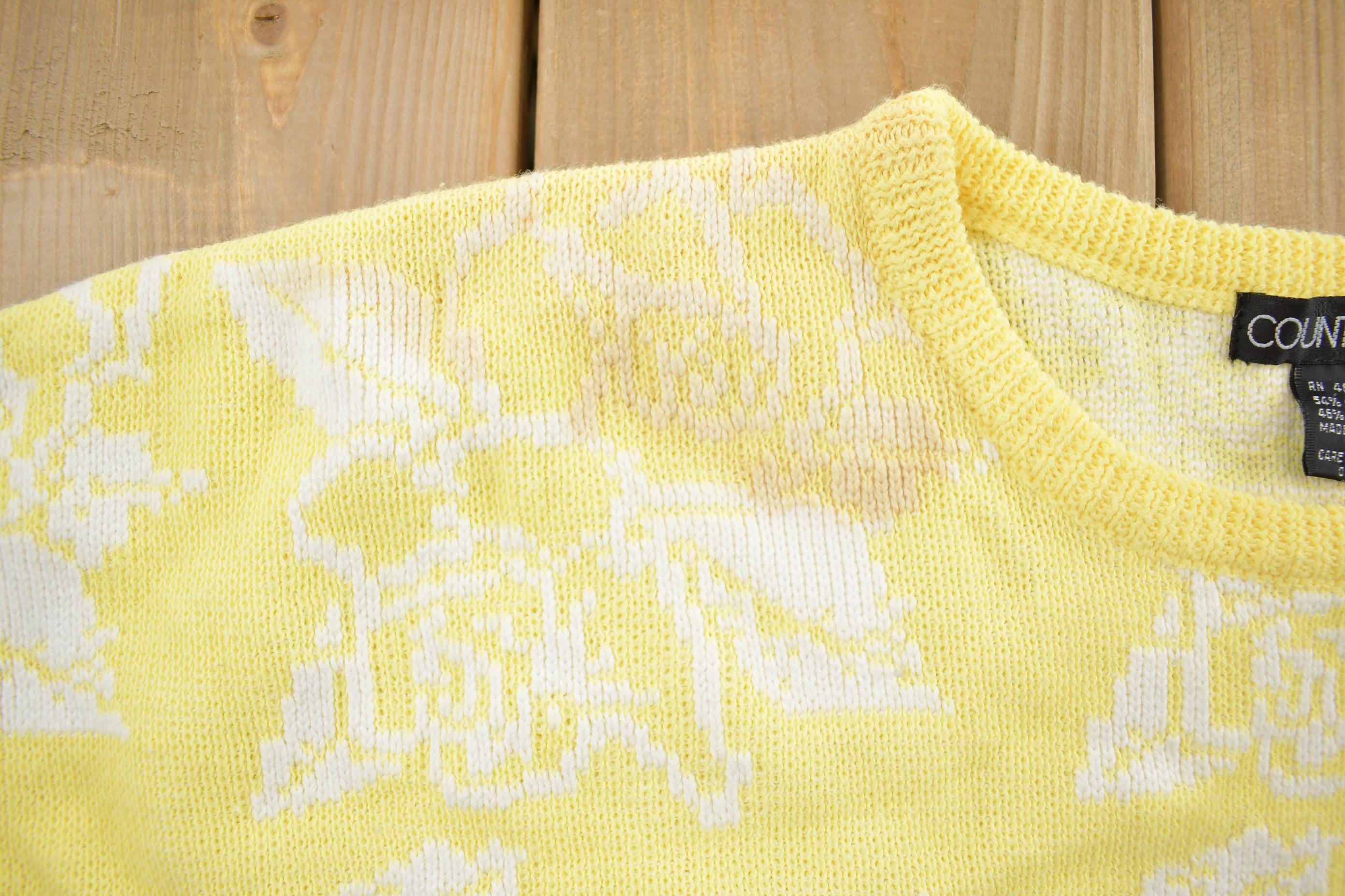 Vintage 1990s Yellow Knit Crewneck Shortsleeve Sweater