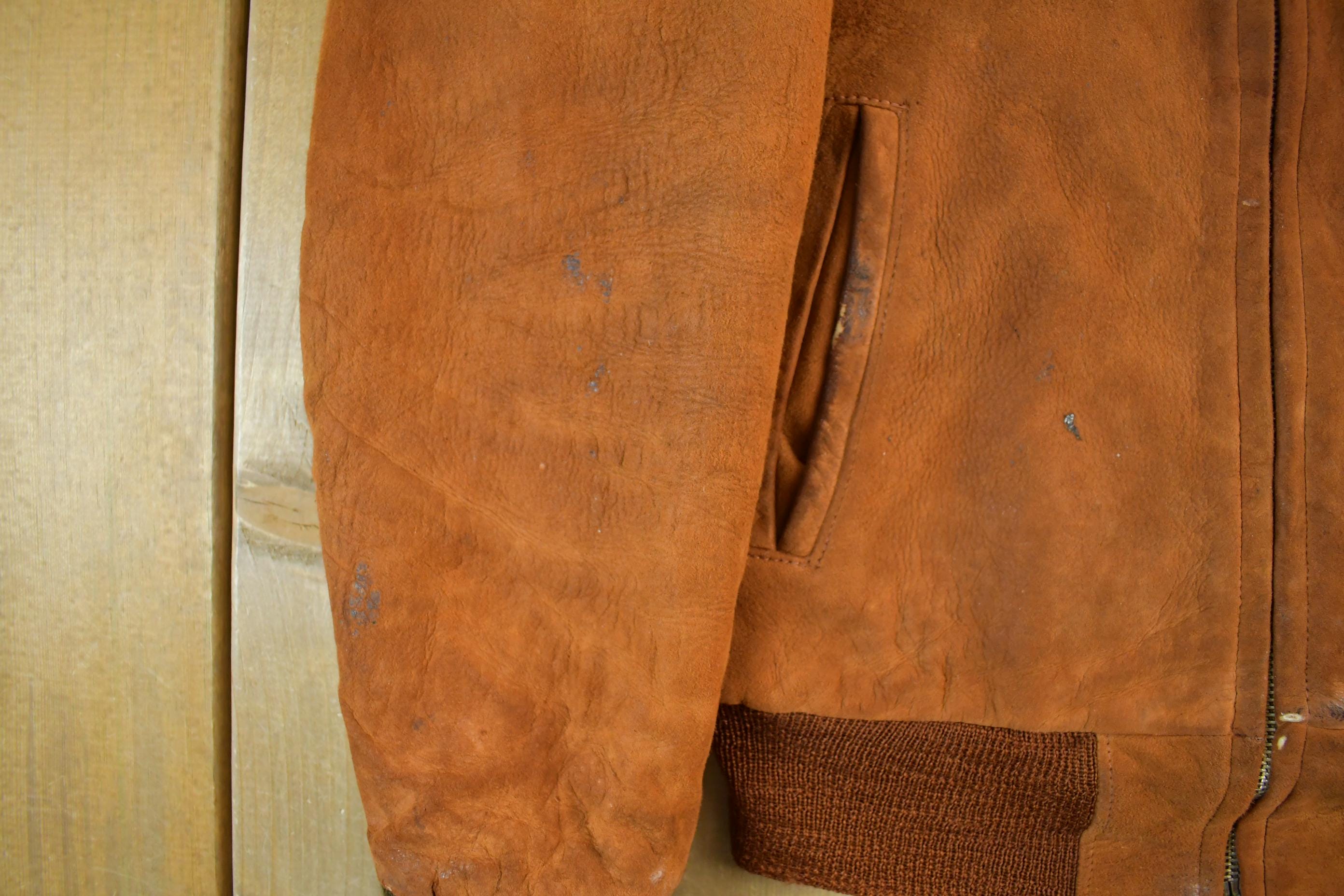 Vintage 1950s Suede Leather Bomber Jacket Adult Small