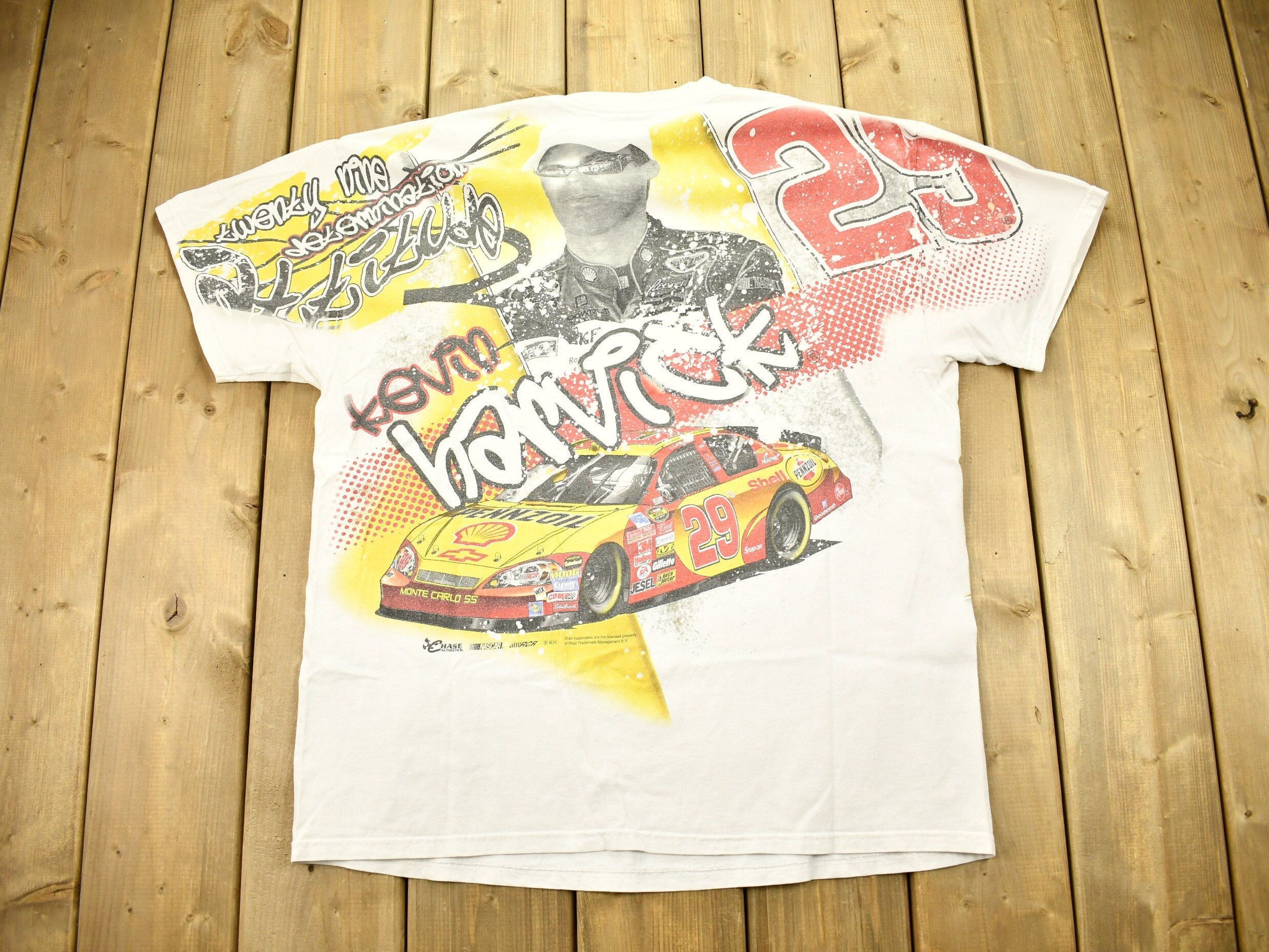 Vintage 1990s Kevin Harvick All Over Print NASCAR T-Shirt