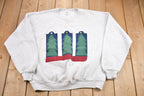 Vintage 1990s Christmas Tree Patch Graphic Sweater , 90s Holiday Crewneck , Winter Wear , Festive Graphic Print , Made In USA