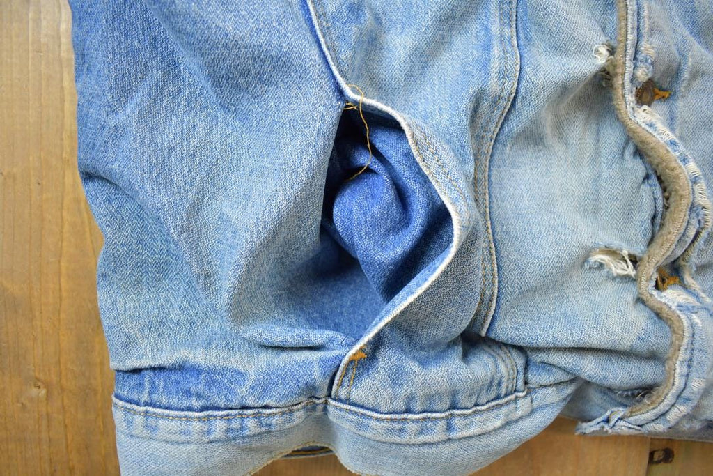 Vintage 1990s Distressed Faded Wrangler Synthetic Fur Lined Jean Jacket