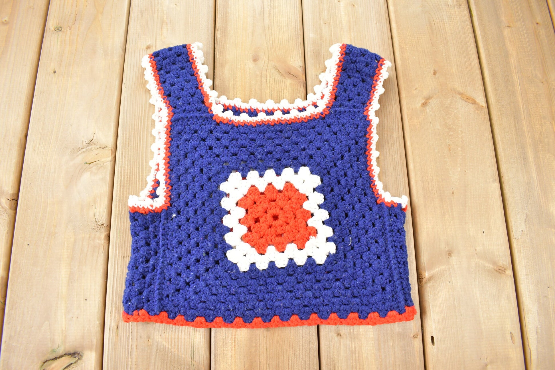 Vintage 1960s Crochet Knitted Tank Top  Vintage Crochet Knit  Abstract Pattern Sweater  True Vintage  Hand Knit  Color Block