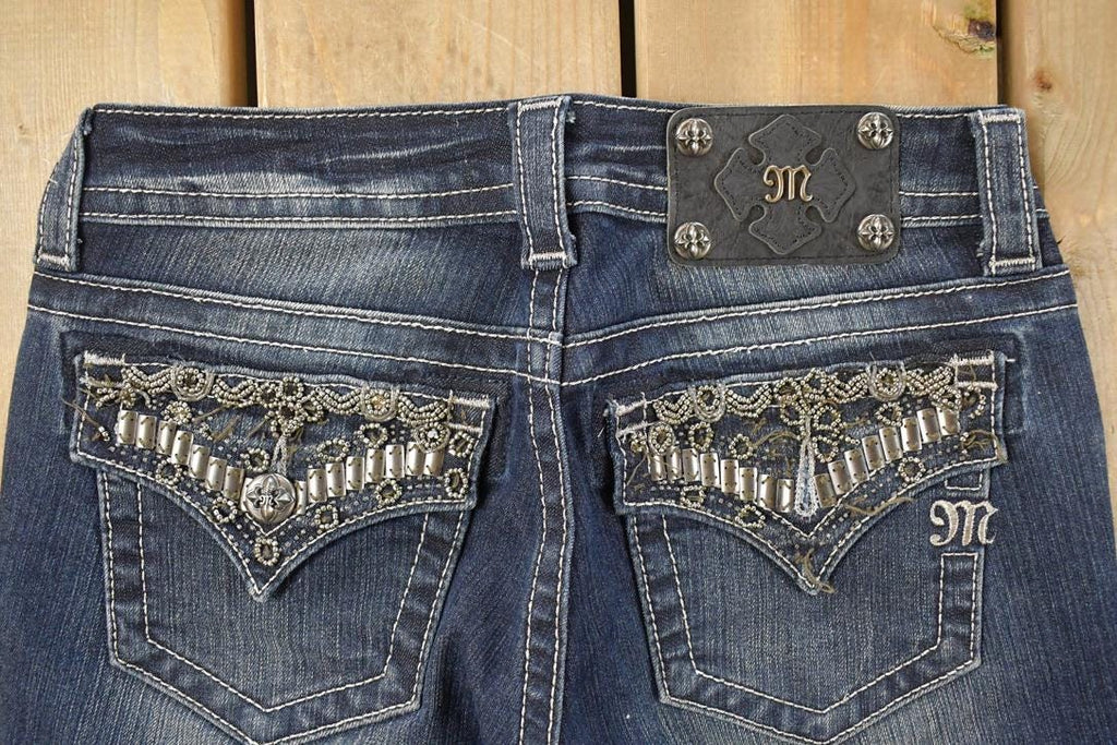 Vintage Deadstock Y2K Miss Me Bedazzled Low Rise Jeans Women's Size 26x31