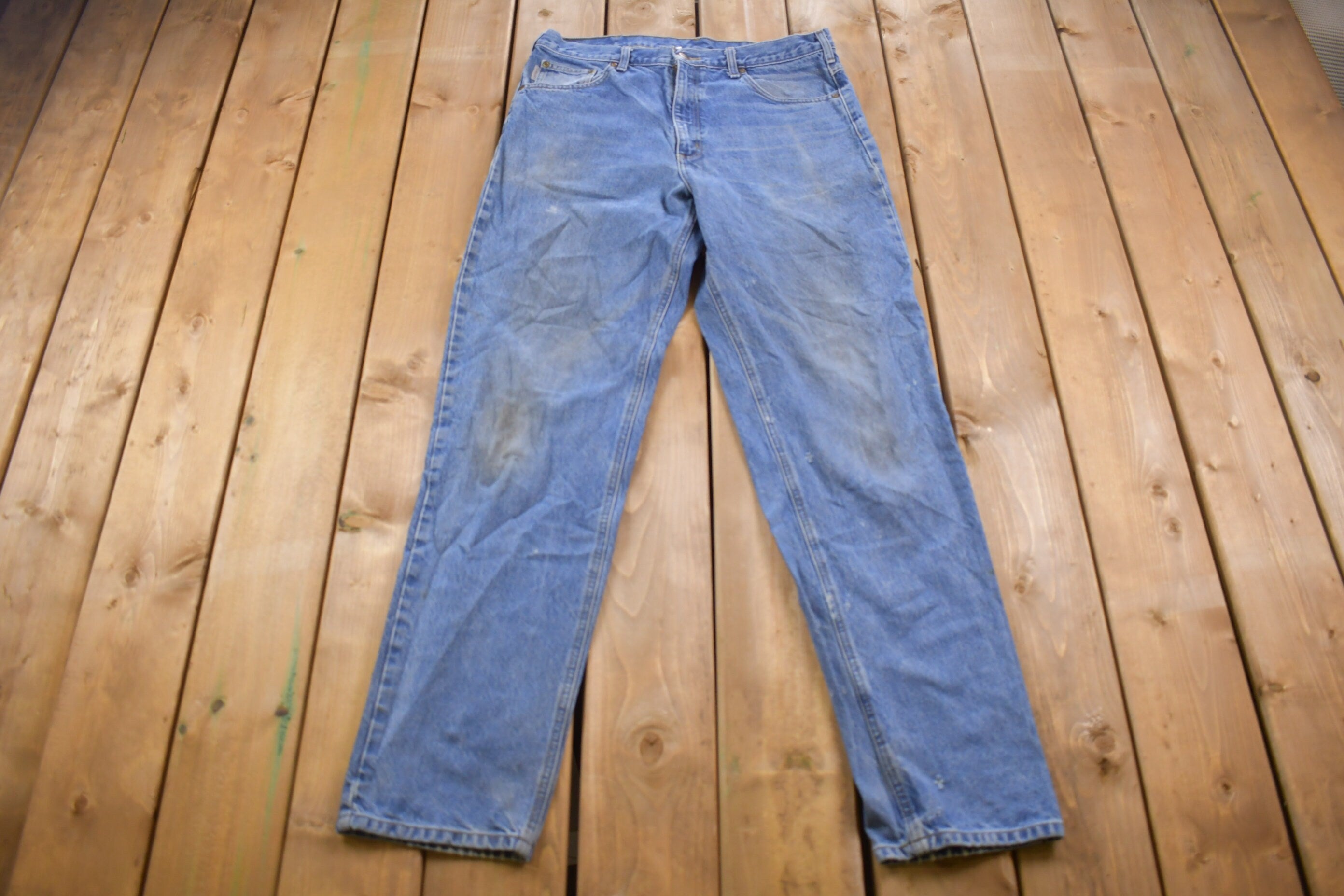 Vintage 1990s Carhartt Light Wash Denim Jeans Size 36 x 35