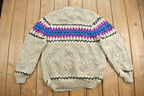 Vintage 1980s Hand Made 100% Wool Knit Heavy Knit Sweater