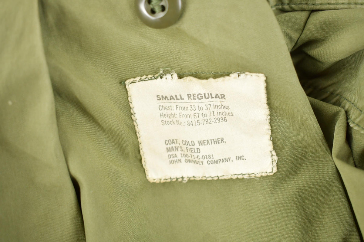 Vintage 1971 Military Mans Cold Weather Field Coat
