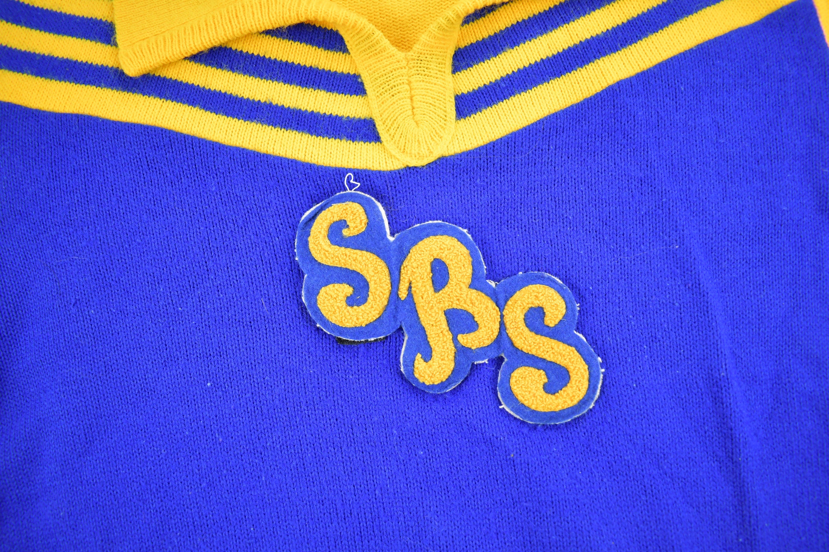 Vintage 1960s SBS Collegiate Knit Sweater True Vintage  Cheerleader Sweater  Made In USA  Embroidered