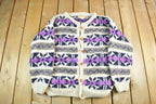 Vintage 1980s Vintage Nuevo Americana Handknit Wool Cardigan Sweater Men's Large