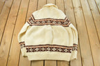 Vintage 1970s Cowichan Full Zip Hand Knit Sweater Men's Large
