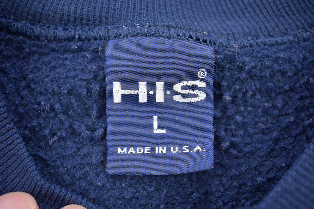 Vintage 1990s HIS Navy Blue Blank Crewneck Sweatshirt