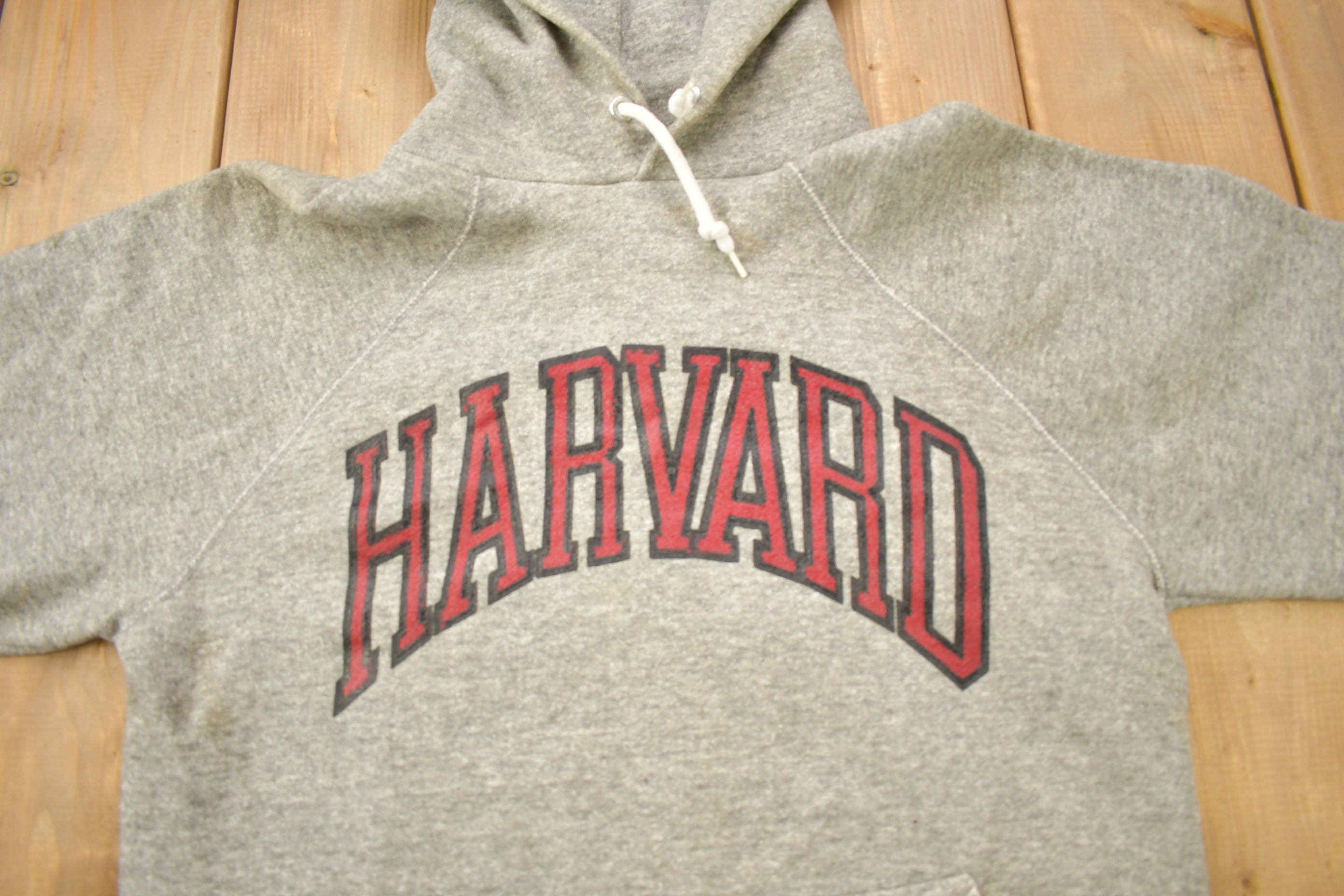 Vintage 1980s Harvard University Collegiate Raglan Hoodie