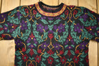 Vintage 1990s Lands End Floral Pattern Knitted Sweater