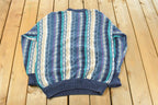 Vintage 1990s Cotton Traders 3D Cable Knit Crewneck Sweater Men's XL /
