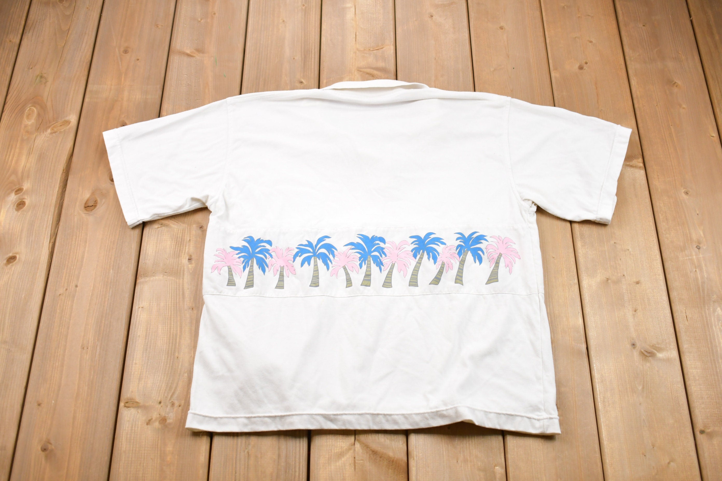 Vintage 1990s Palm Tree Graphic Button Up