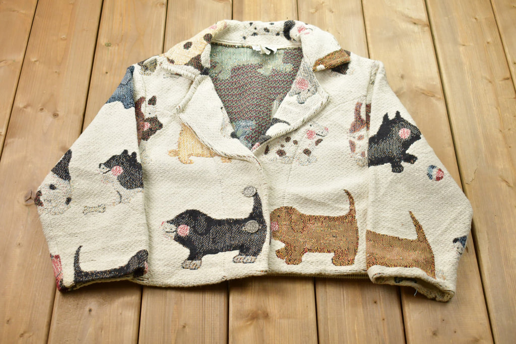 Vintage 1990s Paco Soler Dog Graphic Blazer Jacket