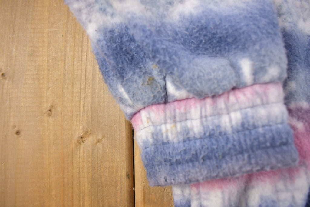 Vintage 1990s Winter Patterned Fleece Zip Up Sweater