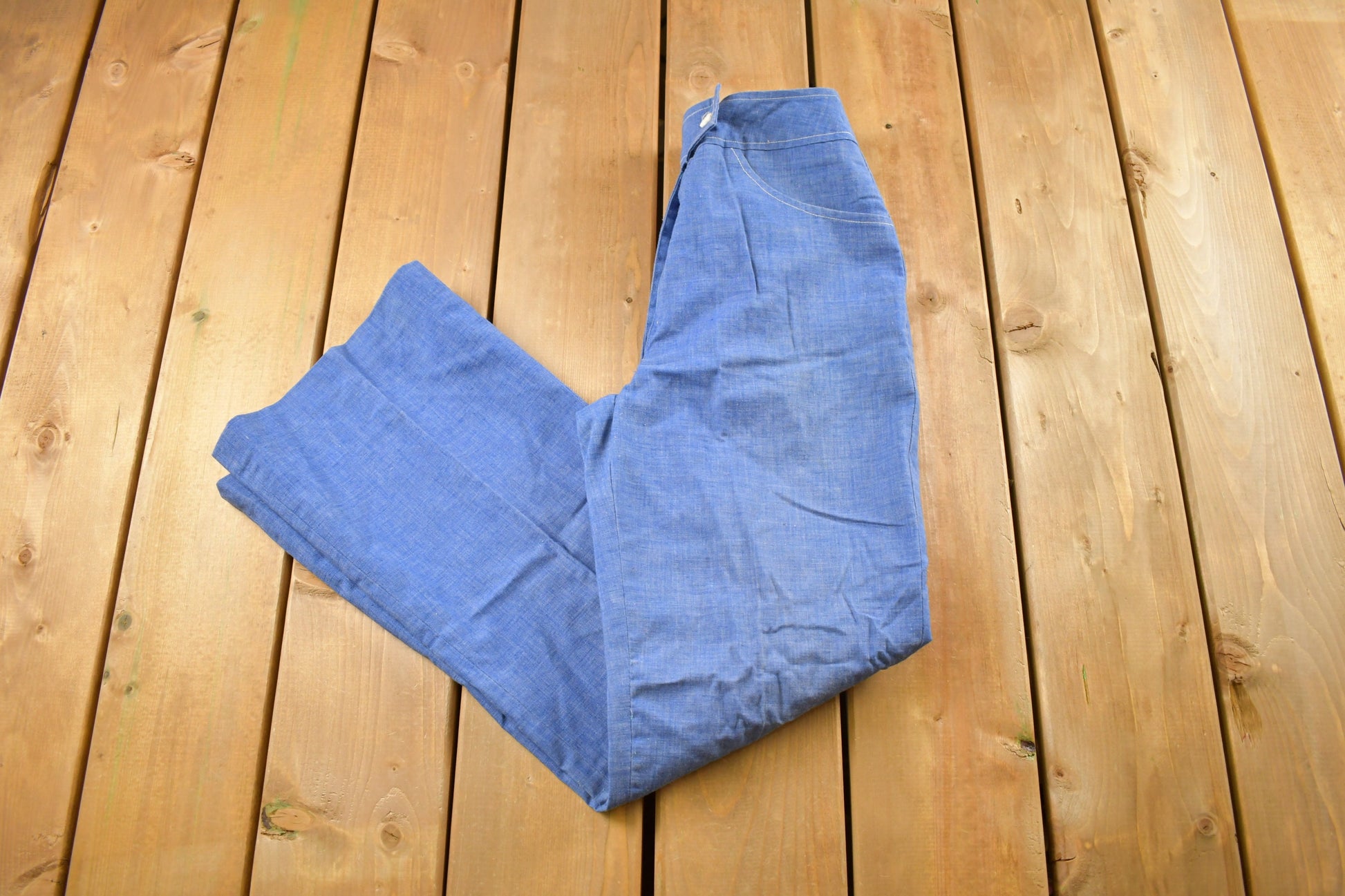 Vintage 1970s Seaton Hall Denim Trousers Size 26 x 28