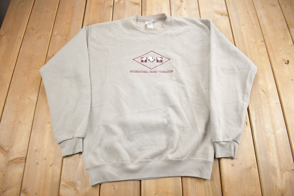 Vintage 1990s International Crane Foundation Embroidered Crewneck Sweatshirt  90s Crewneck  Made In USA  Streetwear