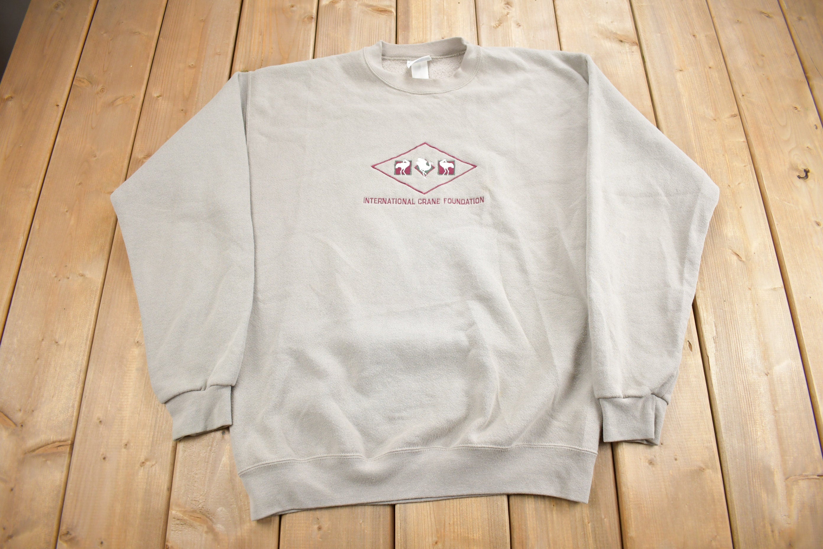 Vintage 1990s International Crane Foundation Embroidered Crewneck Sweatshirt  90s Crewneck  Made In USA  Streetwear