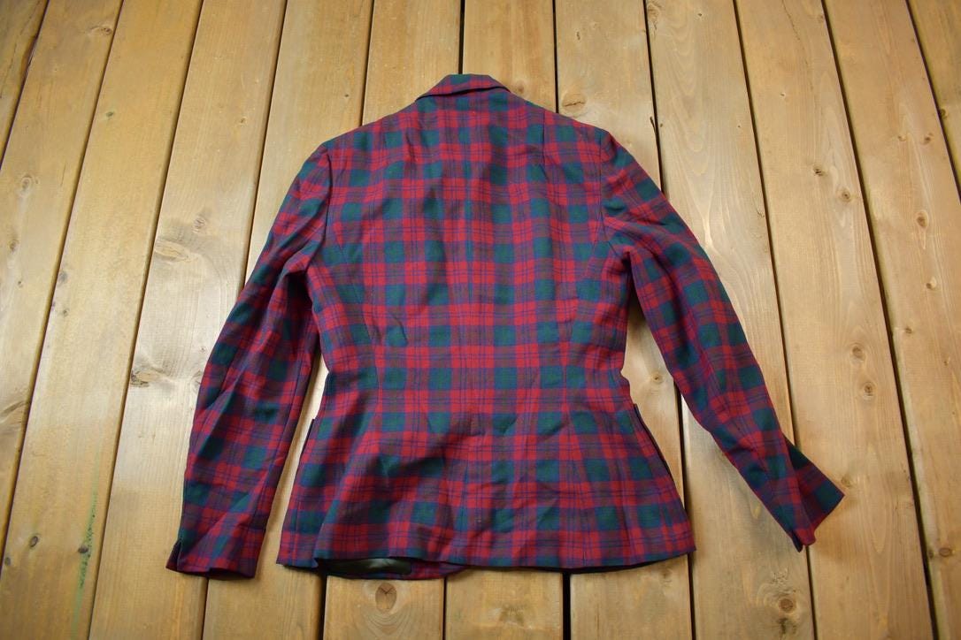 Vintage 1940s Sportcraft 100% Wool Plaid Womens Hunting Active Blazer Made In USA Activewear
