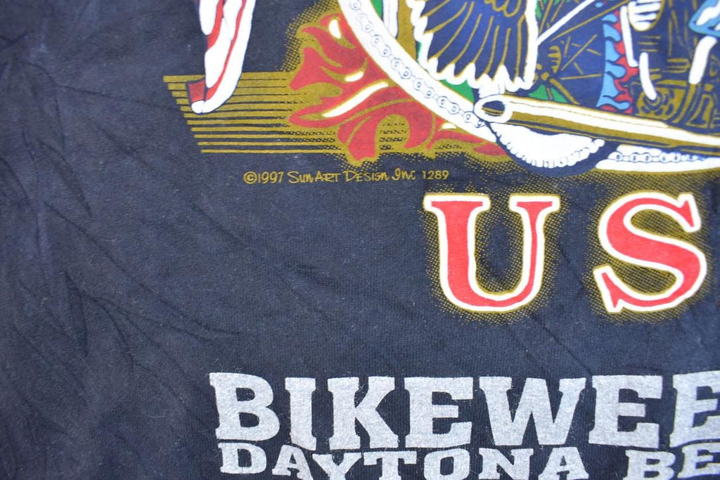 Vintage 1998 Daytona Bike Week Born In The USA Graphic T Shirt