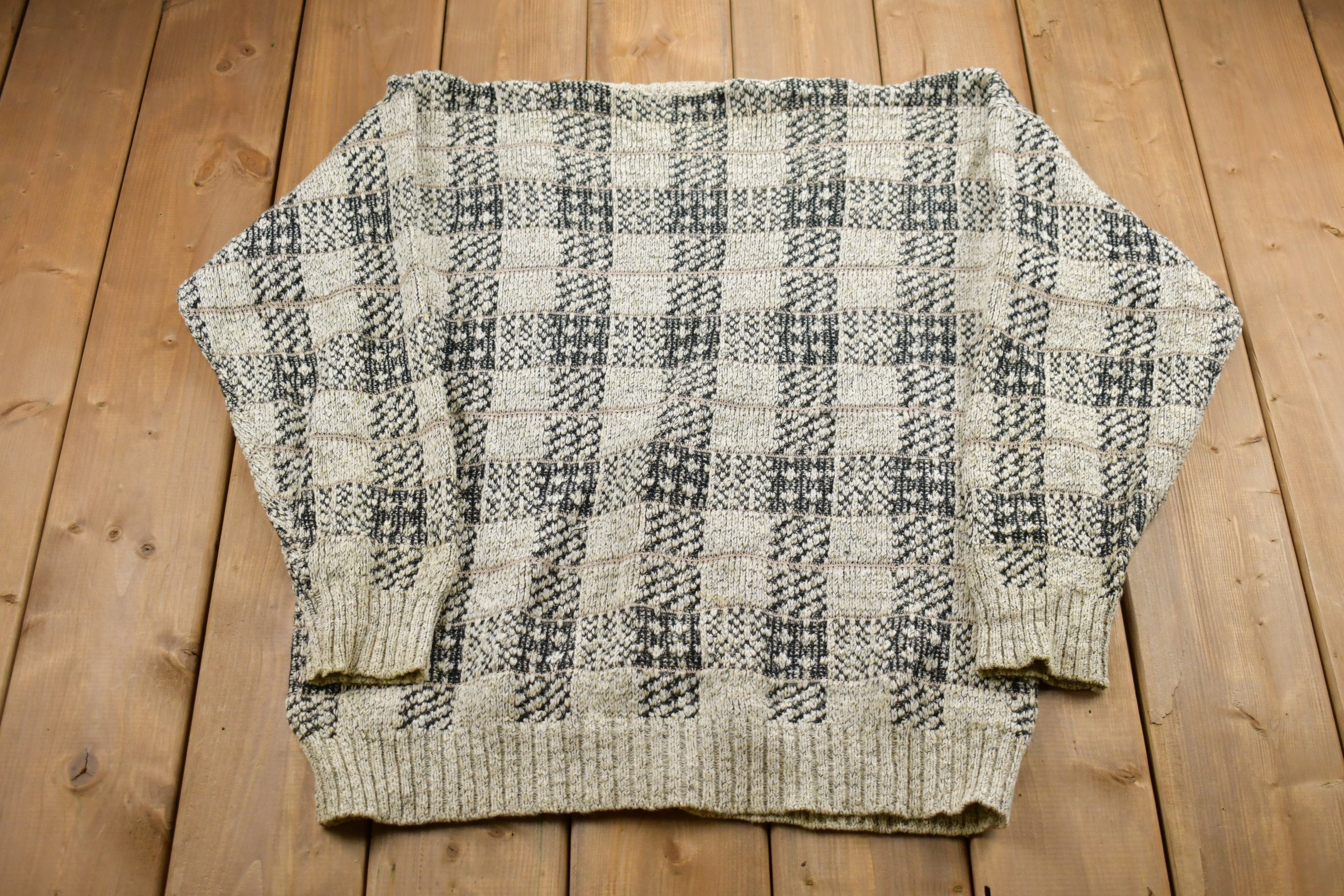 Vintage 1990s Directions USA Knitted Sweater  Vintage 90s Cardigan  Pattern Sweater  Outdoor  Hand Knit  Made In USA  90s Cardigan