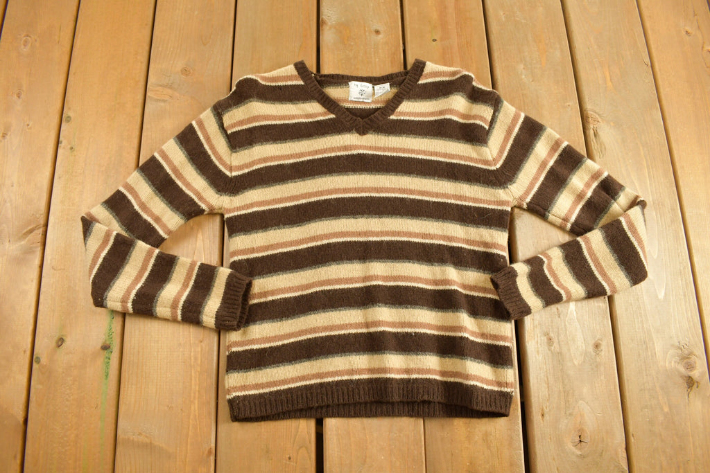 Vintage 1990s Modern Graffiti Striped Knit Crewneck Sweater