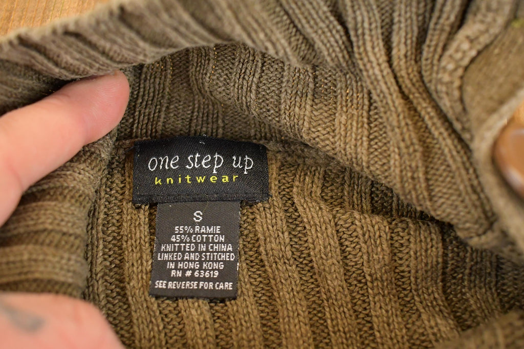 Vintage Y2K One Step Up Ribbed Knit Crewneck Sweater Women's S / Abstract Pattern 3D Knitted Sweatshirt