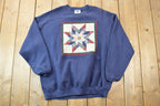 Vintage 1990s Mandala Snowflake Design Crewneck Sweatshirt