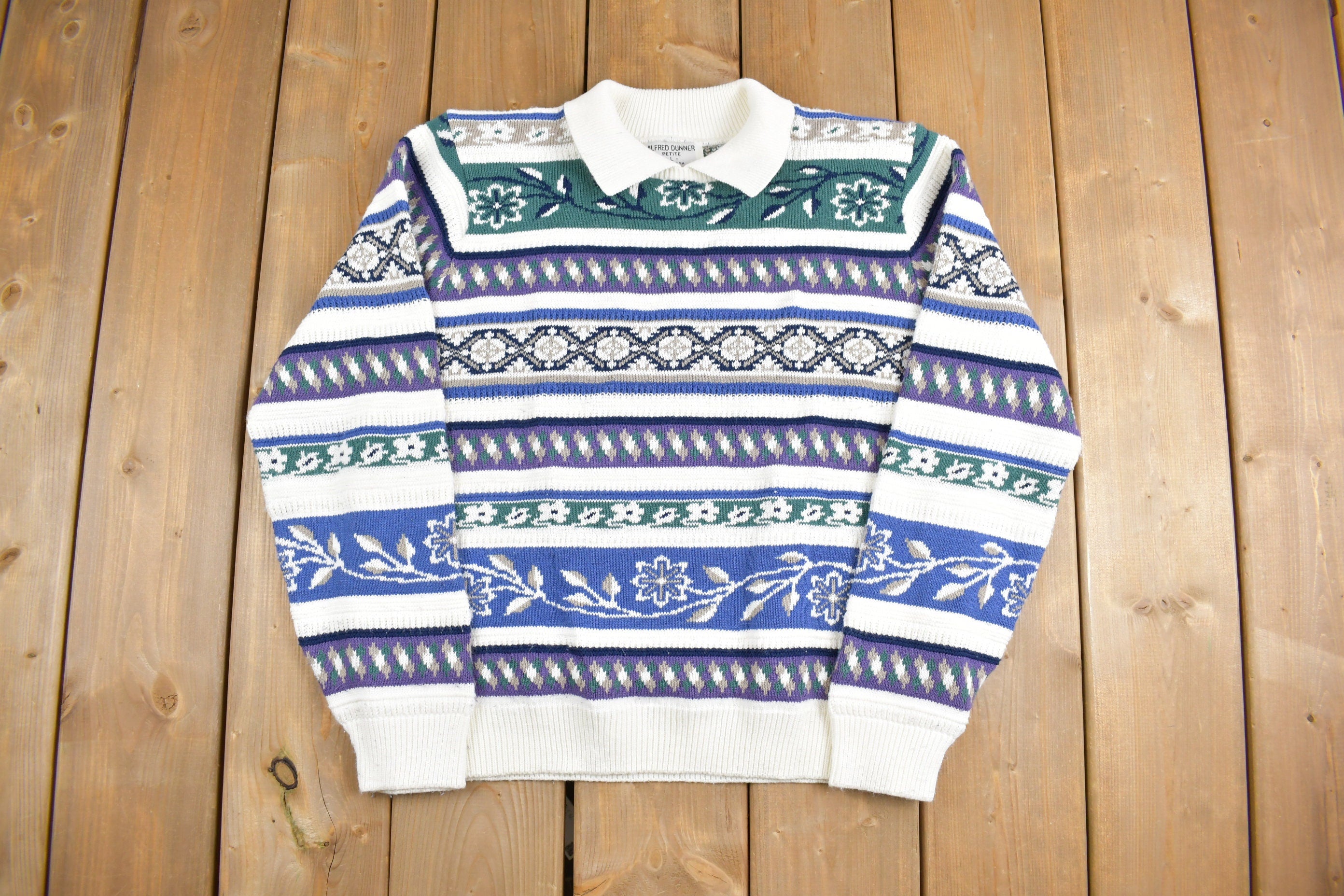 Vintage 1980s Alfred Dunner Knit Polo Sweater