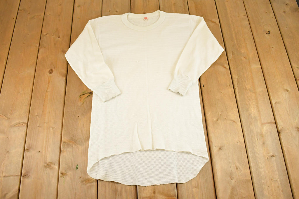 Vintage 1990s Hanes Thermal Streetwear Blank Crewneck Sweatshirt Men's S