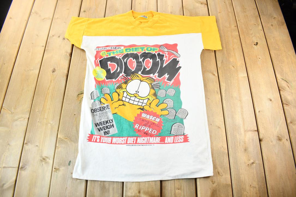 Vintage 1980s Garfield The Diet Of Doom Cartoon Graphic T-Shirt