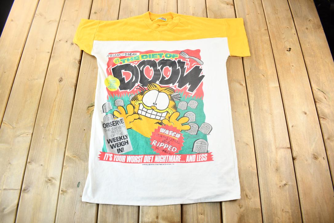 Vintage 1980s Garfield The Diet Of Doom Cartoon Graphic T-Shirt